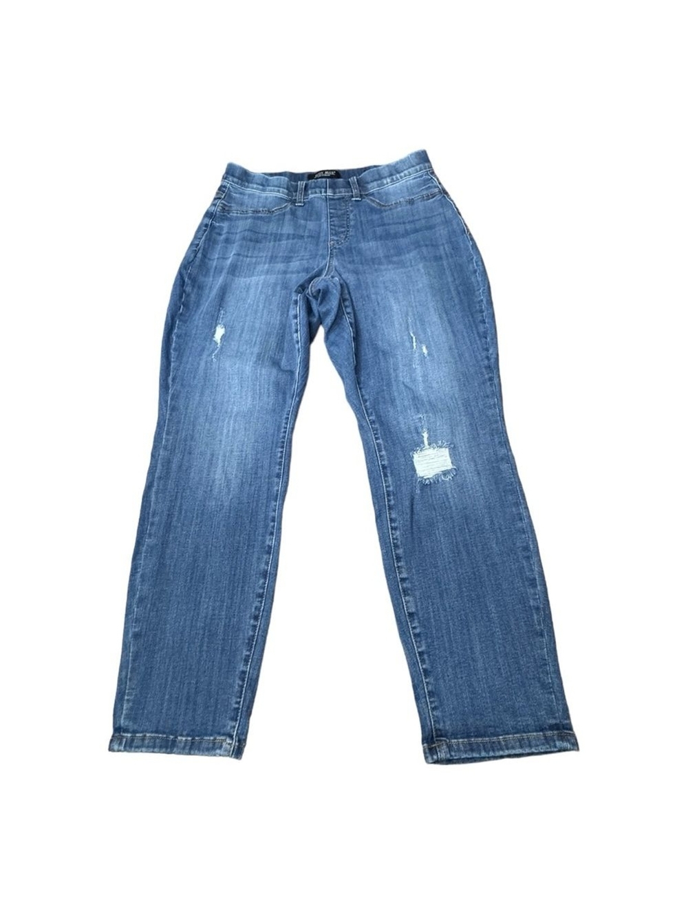 Judy Blue High Waist Distressed Boyfriend Pull On Blue Denim Jegging Women’s 14W